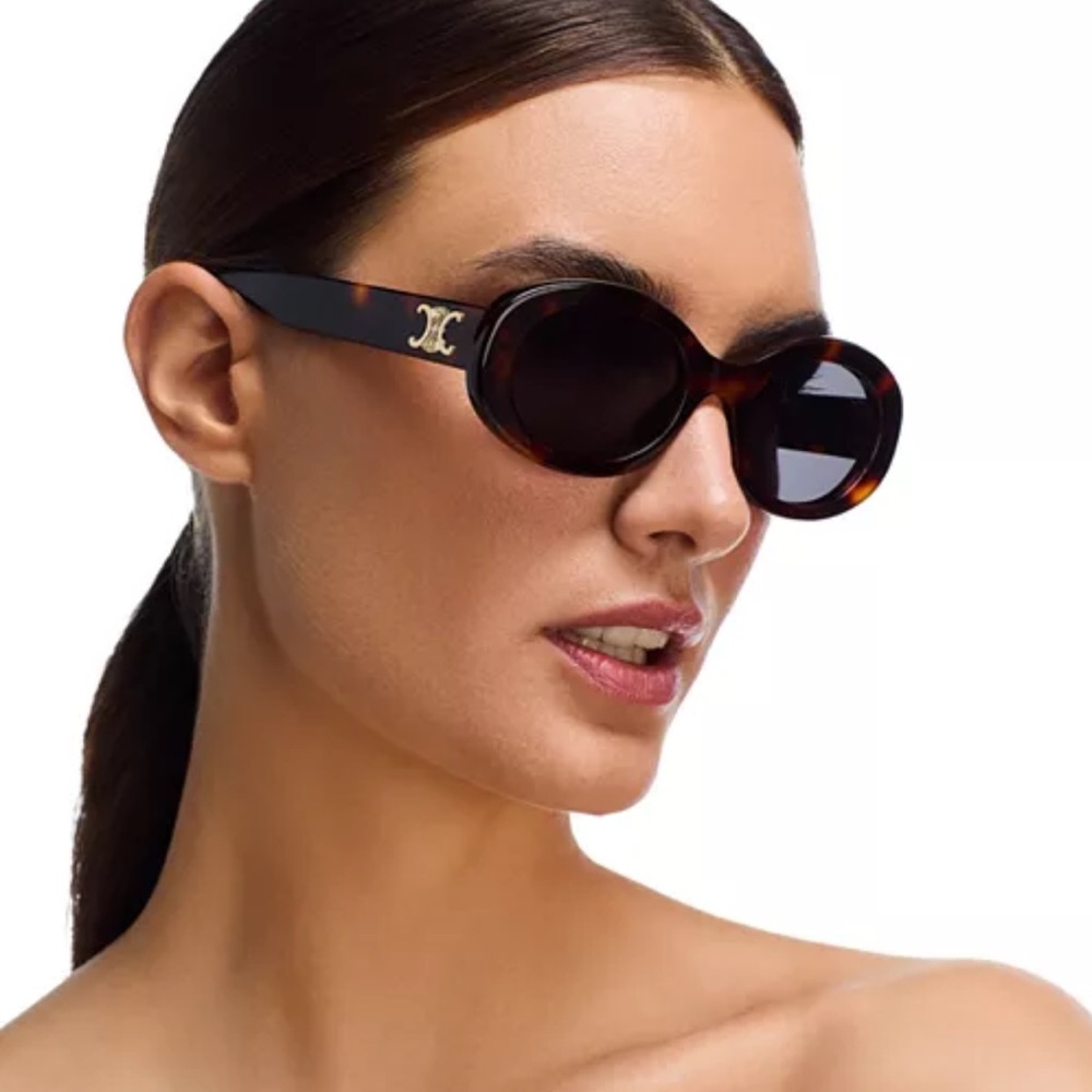 CELINE Triomphe 52MM Black Oval Sunglasses